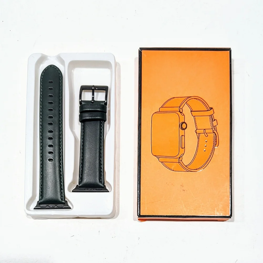 Dark Hunter Green Leather Watch Band Strap For Apple Watch 38-40mm Watchband